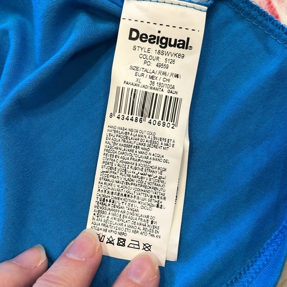 Desigual | Blue Floral Sleeveless Stretch Dress | Rare Design | XL - Picture 7 of 11